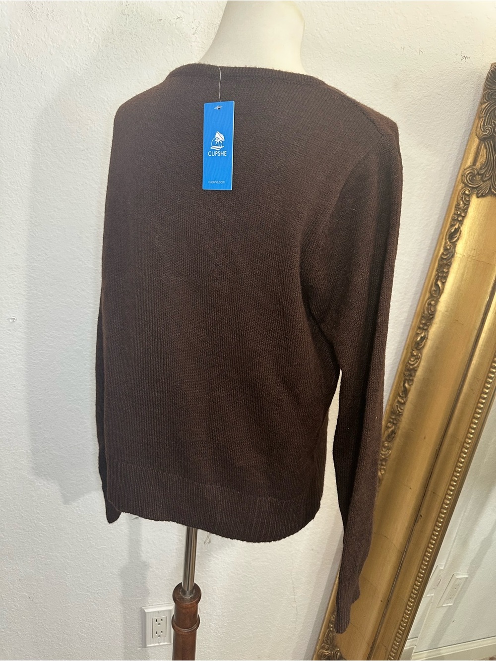 NWT Cupshe In The Know Wool Blend Faux Wrap Knit Sweater Size Large - Picture 6 of 9